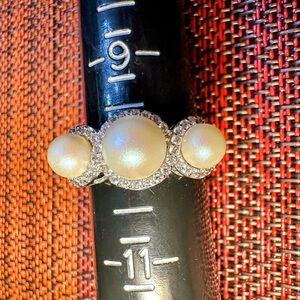 Fragrant Jewels Three Pearl and Silver Ring